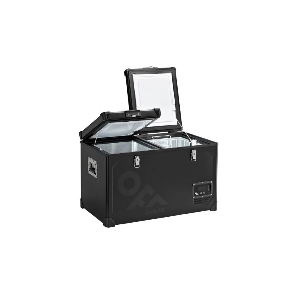 ΨΥΓΕΙΟ TB65DD STEEL BLACK ΜΕΤΑΛΛΙΚΟ ΜΕ 2 ΘΑΛΑΜΟΥΣ 60L (36L+24L) 12/24V 85W 499x810x492mm  INDEL B - 1 TEM.