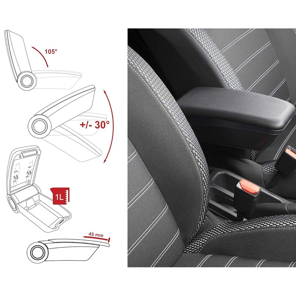 Ολοκληρωμένος Τεμπέλης Καθίσματος ARMSTER 3 PLUG & PLAY για Renault Express Van LHD 2021+ (με Εργοστασιακό Υποβραχιόνιο) από Πλαστικό και Vegan Δέρμα σε Μαύρο Χρώμα RATI - 1 τεμ.