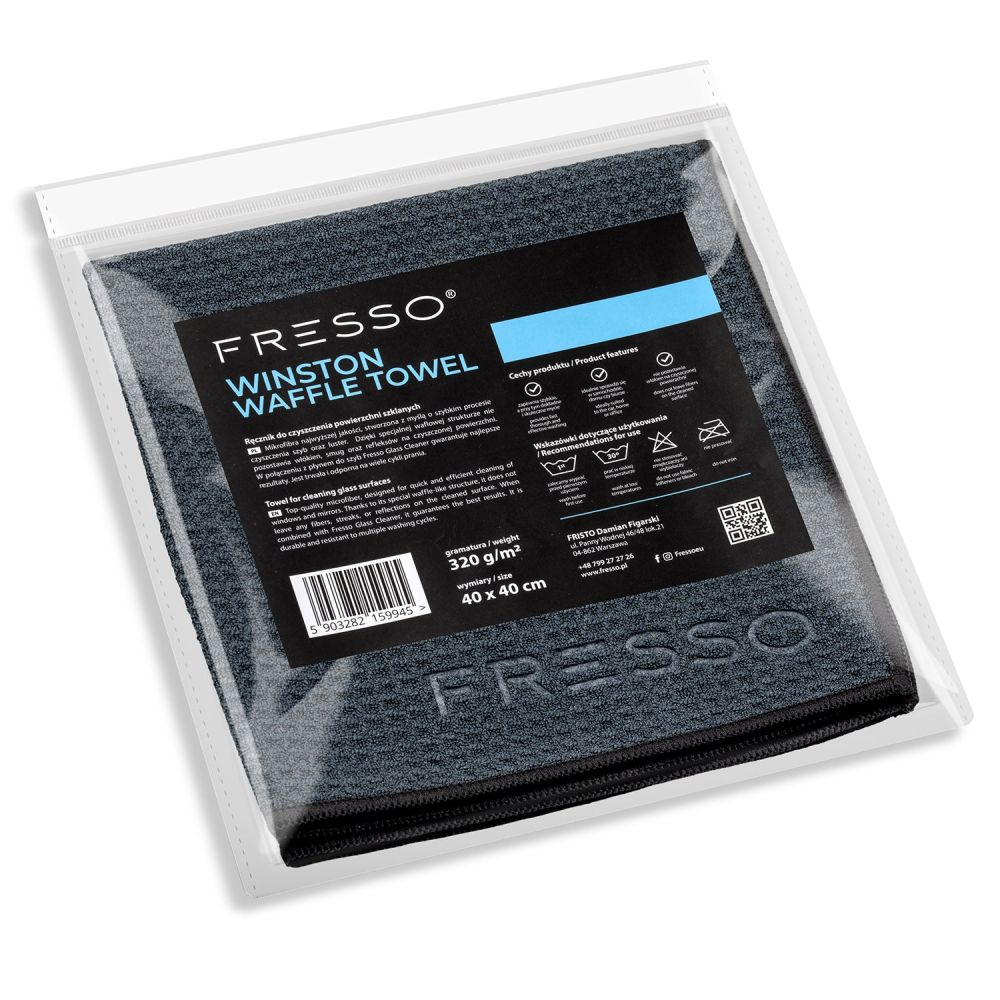 Fresso - Πετσέτα Μικροΐνας Winston Waffle 40 x 40 cm 320 g/m² με Κυψελωτή Ύφανση για Τζάμια χωρίς Γραμμές και Χνούδια - 1 Τεμ. (159945/FRE)