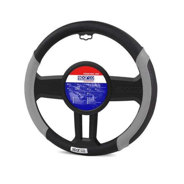 Κάλυμμα Τιμονιού Δερματίνη μαύρο-γκρι 1τμχ Sparco