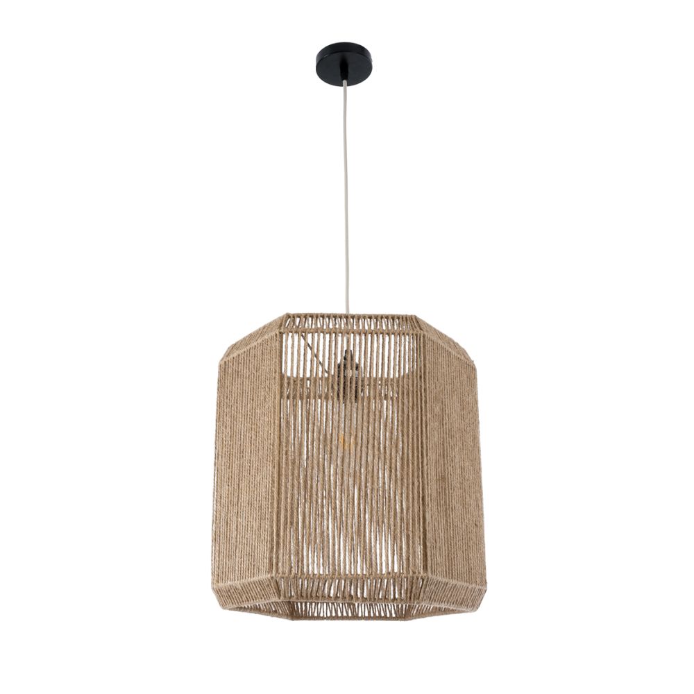 GLOBOSTAR® CAYMAN 00519 Boho Κρεμαστό Φωτιστικό Οροφής με Ντουί 1 x E27 AC 220-240V IP20 - Μπεζ - Μ40 x Π40 x Υ40cm