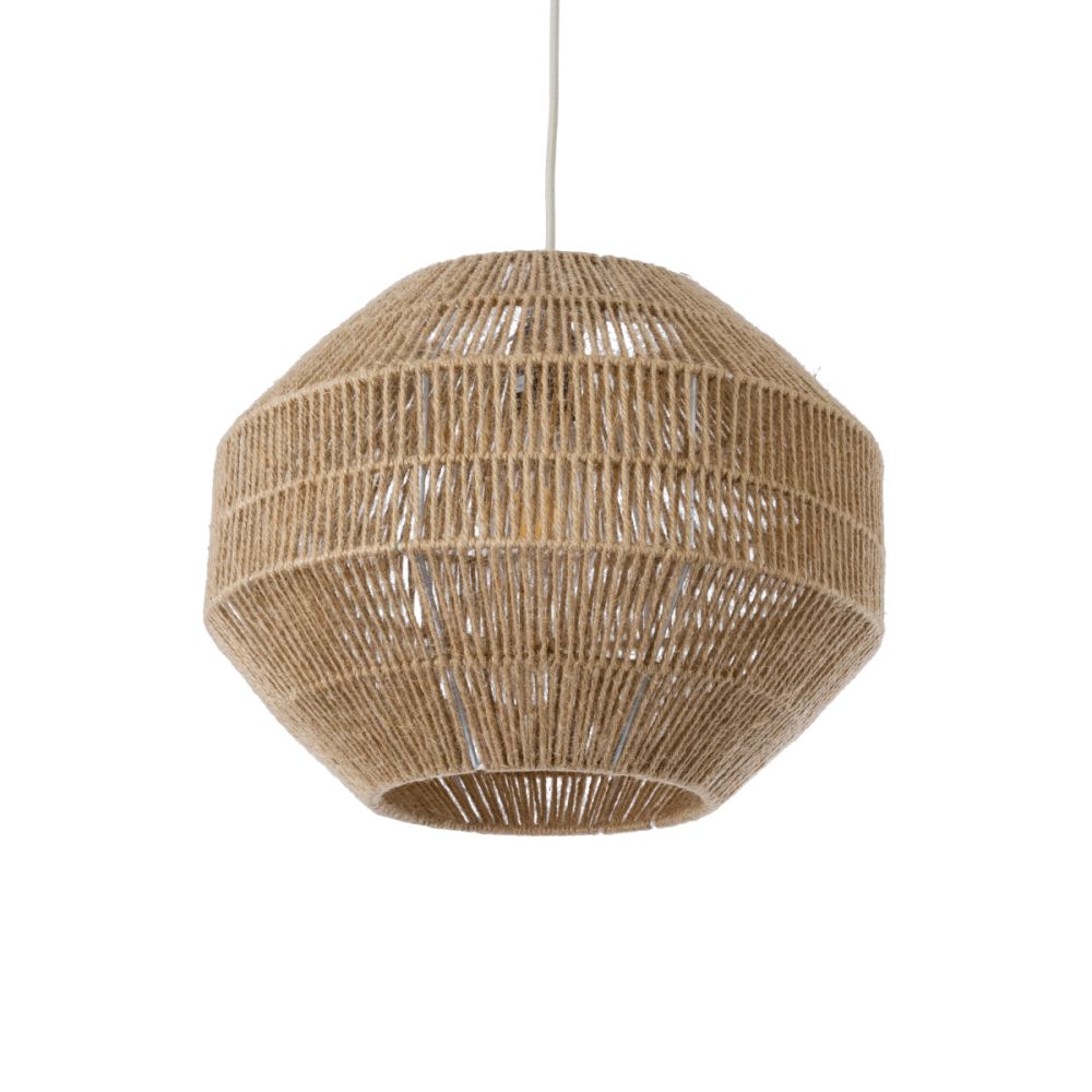 GLOBOSTAR® CAYMAN 00522 Boho Κρεμαστό Φωτιστικό Οροφής με Ντουί 1 x E27 AC 220-240V IP20 - Μπεζ - Μ40 x Π40 x Υ30cm