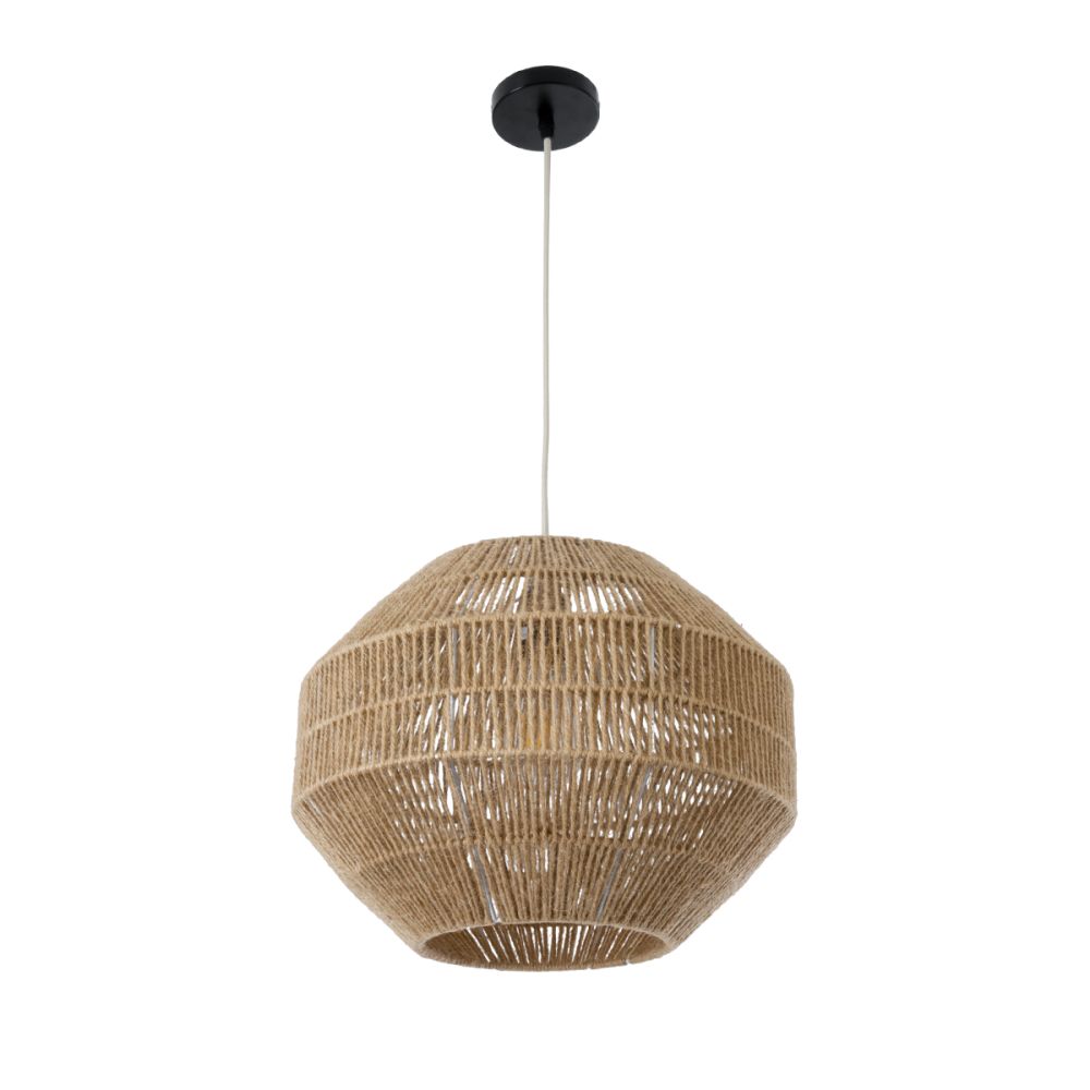 GLOBOSTAR® CAYMAN 00522 Boho Κρεμαστό Φωτιστικό Οροφής με Ντουί 1 x E27 AC 220-240V IP20 - Μπεζ - Μ40 x Π40 x Υ30cm