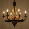 GLOBOSTAR® PENNSYLVANIA 00541 Vintage Κρεμαστό Φωτιστικό Οροφής με Ντουί 6 x E14 AC 220-240V IP20 - Μαύρο & Μπεζ - Μ64 x Π64 x Υ63cm