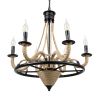 GLOBOSTAR® PENNSYLVANIA 00541 Vintage Κρεμαστό Φωτιστικό Οροφής με Ντουί 6 x E14 AC 220-240V IP20 - Μαύρο & Μπεζ - Μ64 x Π64 x Υ63cm