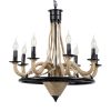 GLOBOSTAR® PENNSYLVANIA 00542 Vintage Κρεμαστό Φωτιστικό Οροφής με Ντουί 8 x E14 AC 220-240V IP20 - Μαύρο & Μπεζ - Μ64 x Π64 x Υ63cm