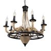 GLOBOSTAR® PENNSYLVANIA 00542 Vintage Κρεμαστό Φωτιστικό Οροφής με Ντουί 8 x E14 AC 220-240V IP20 - Μαύρο & Μπεζ - Μ64 x Π64 x Υ63cm