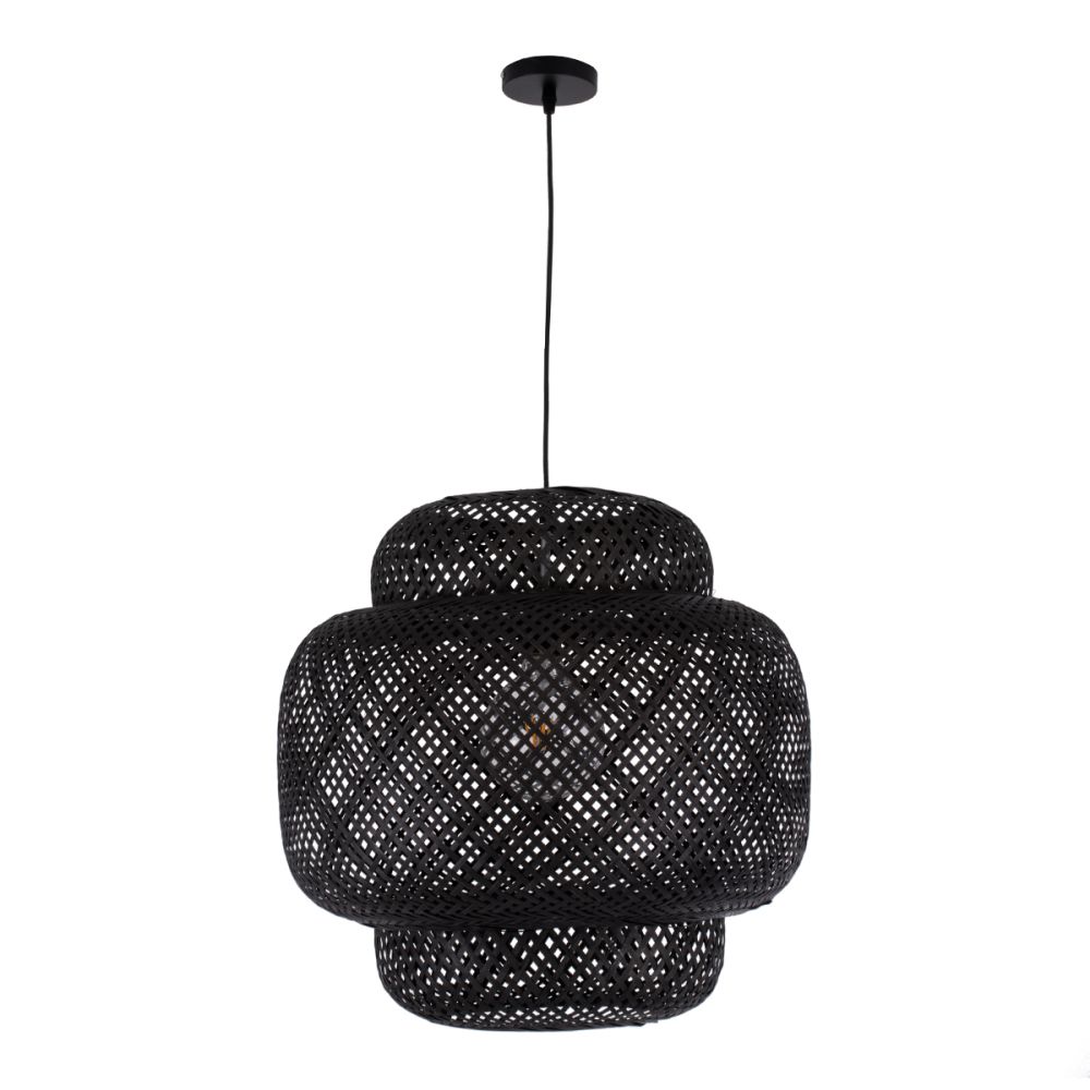GLOBOSTAR® MALDIVES 00579 Boho Κρεμαστό Φωτιστικό Οροφής με Ντουί 1 x E27 AC 220-240V IP20 - Μαύρο - Μ56 x Π56 x Y54cm