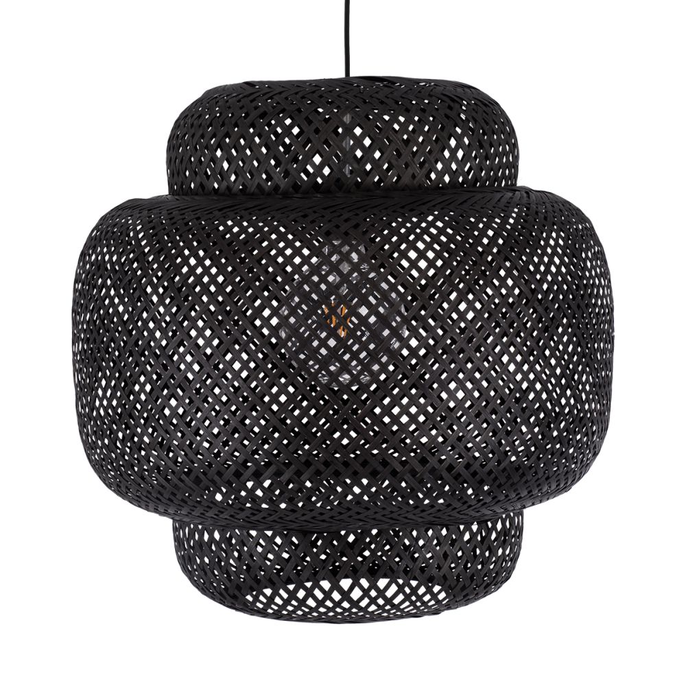 GLOBOSTAR® MALDIVES 00579 Boho Κρεμαστό Φωτιστικό Οροφής με Ντουί 1 x E27 AC 220-240V IP20 - Μαύρο - Μ56 x Π56 x Y54cm