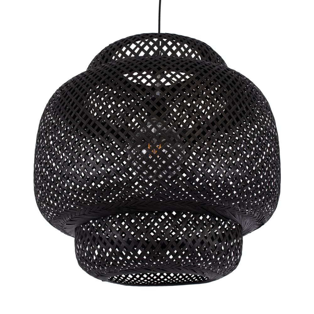 GLOBOSTAR® MALDIVES 00579 Boho Κρεμαστό Φωτιστικό Οροφής με Ντουί 1 x E27 AC 220-240V IP20 - Μαύρο - Μ56 x Π56 x Y54cm