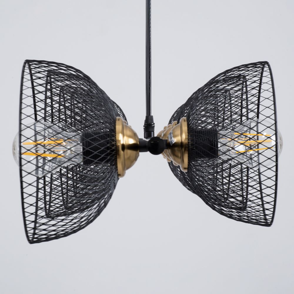 GLOBOSTAR® VERONA 00588 Μοντέρνο Κρεμαστό Φωτιστικό Οροφής με Ντουί 9 x E27 AC 220-240V IP20 - Μαύρο & Χρυσό - Μ140 x Π28 x Υ20cm
