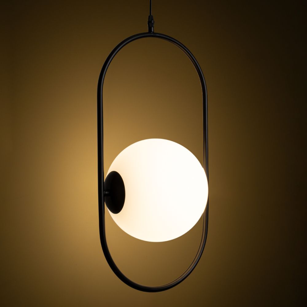 GLOBOSTAR® HAMBURG 00591 Μοντέρνο Κρεμαστό Φωτιστικό Οροφής με Ντουί 1 x E14 AC 220-240V IP20 - Μαύρο & Λευκό - Μ25 x Π20 x Υ50cm