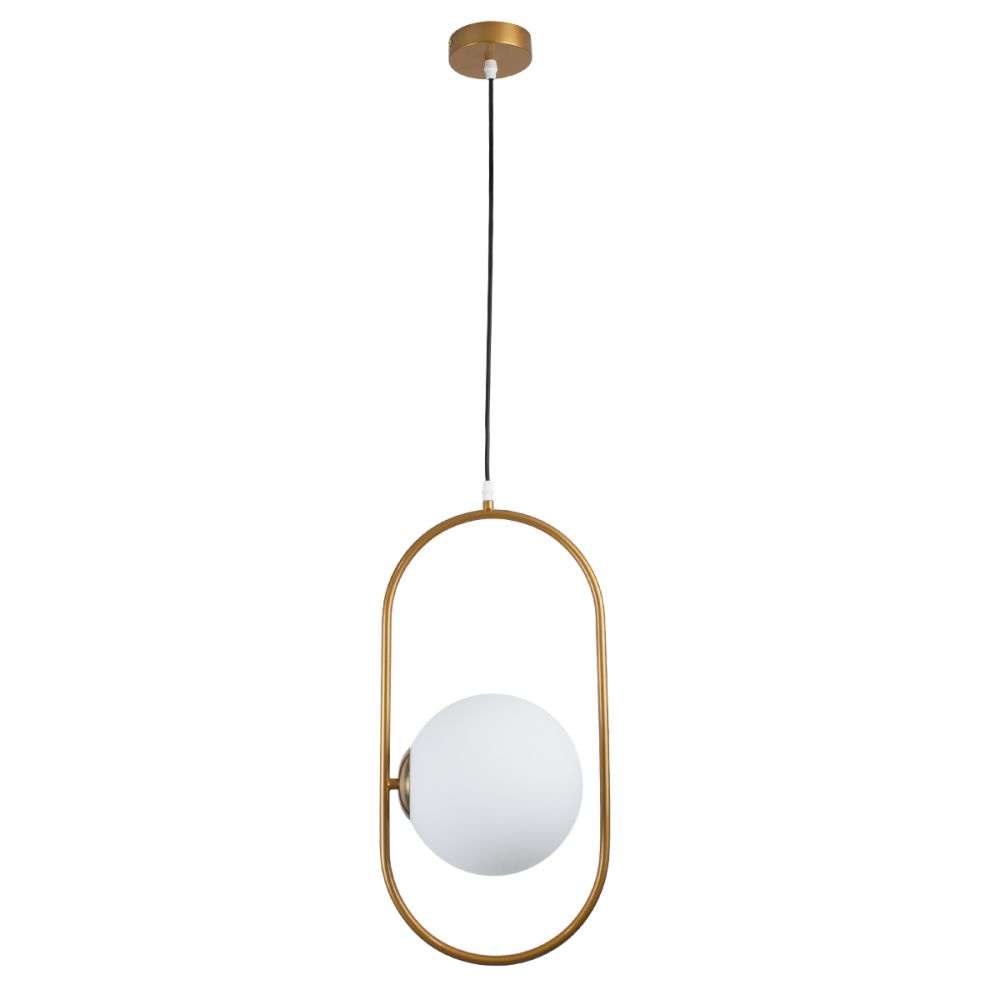 GLOBOSTAR® HAMBURG 00592 Μοντέρνο Κρεμαστό Φωτιστικό Οροφής με Ντουί 1 x E14 AC 220-240V IP20 - Χρυσό & Λευκό - Μ25 x Π20 x Υ50cm