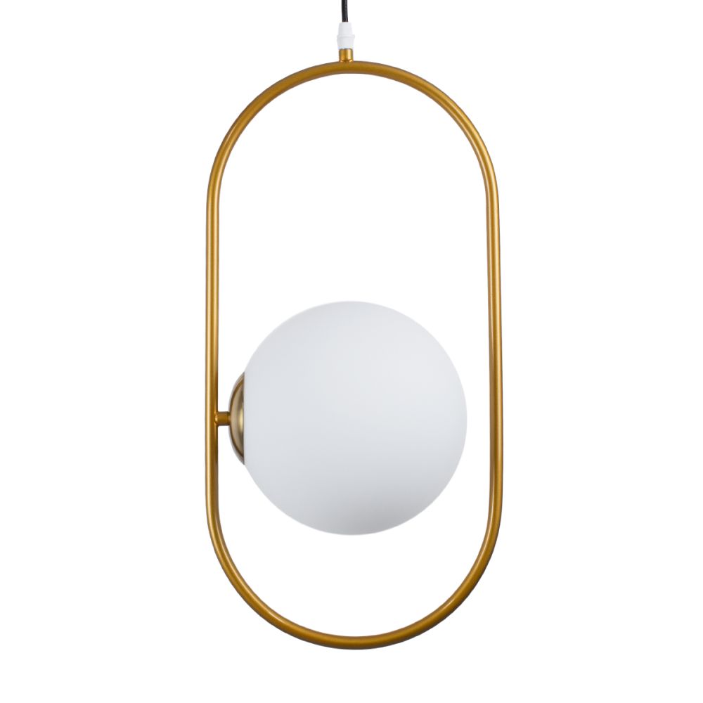 GLOBOSTAR® HAMBURG 00592 Μοντέρνο Κρεμαστό Φωτιστικό Οροφής με Ντουί 1 x E14 AC 220-240V IP20 - Χρυσό & Λευκό - Μ25 x Π20 x Υ50cm