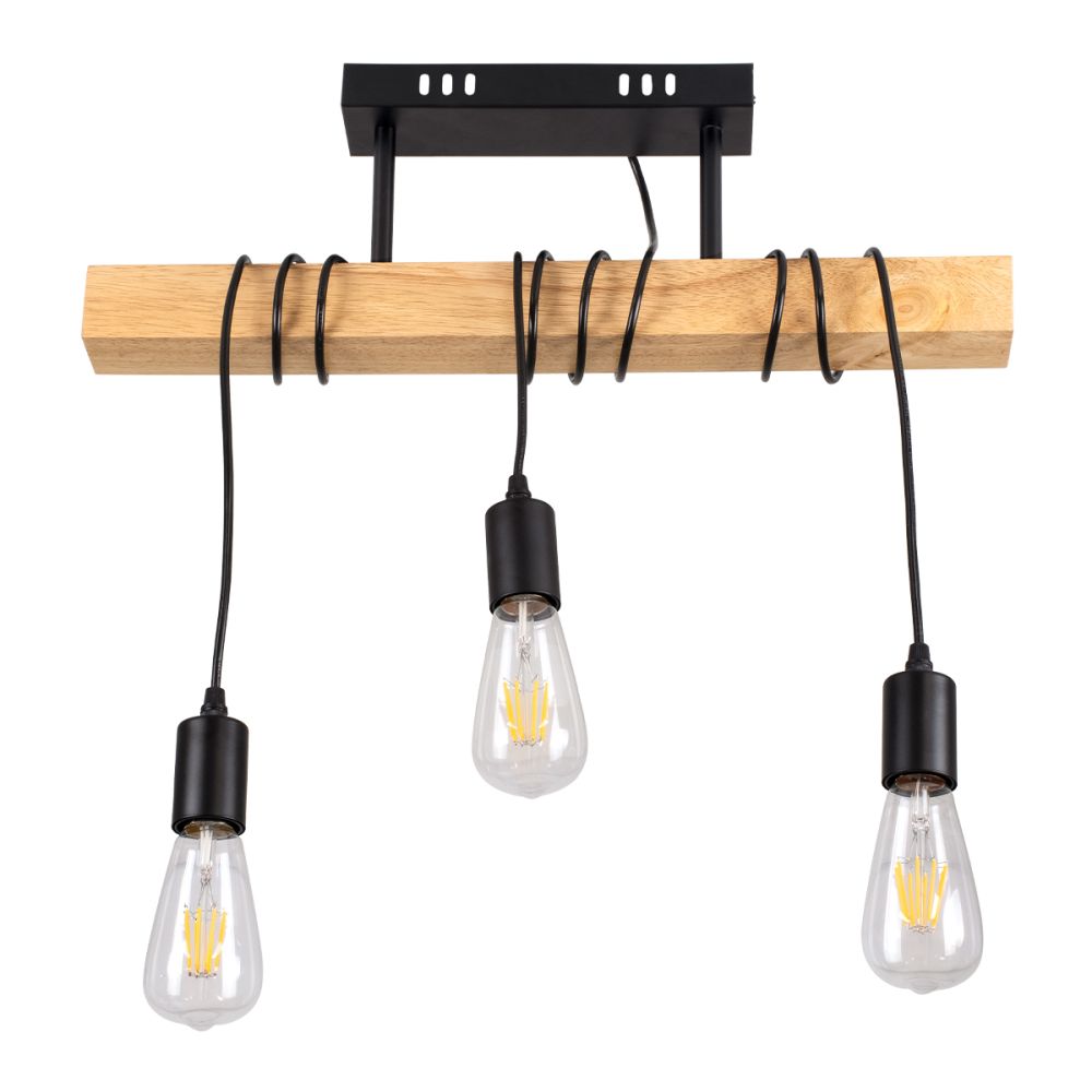 GLOBOSTAR® JOLLY 00605 Vintage Κρεμαστό Φωτιστικό Οροφής με Ντουί 3 x E27 AC 220-240V IP20 - Μαύρο & Μπεζ - Μ55 x Π6 x Υ115cm