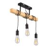 GLOBOSTAR® JOLLY 00605 Vintage Κρεμαστό Φωτιστικό Οροφής με Ντουί 3 x E27 AC 220-240V IP20 - Μαύρο & Μπεζ - Μ55 x Π6 x Υ115cm