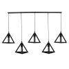 GLOBOSTAR® TRIANGLE 00608 Μοντέρνο Κρεμαστό Φωτιστικό Οροφής με Ντουί 5 x E27 AC 220-240V IP20 - Μαύρο - Μ170 x Π22 x Y130cm