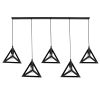 GLOBOSTAR® TRIANGLE 00608 Μοντέρνο Κρεμαστό Φωτιστικό Οροφής με Ντουί 5 x E27 AC 220-240V IP20 - Μαύρο - Μ170 x Π22 x Y130cm