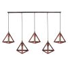 GLOBOSTAR® TRIANGLE 00609 Μοντέρνο Κρεμαστό Φωτιστικό Οροφής με Ντουί 5 x E27 AC 220-240V IP20 - Χάλκινο - Μ170 x Π22 x Y130cm