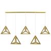 GLOBOSTAR® TRIANGLE 00610 Μοντέρνο Κρεμαστό Φωτιστικό Οροφής με Ντουί 5 x E27 AC 220-240V IP20 - Χρυσό - Μ170 x Π22 x Y130cm