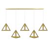 GLOBOSTAR® TRIANGLE 00610 Μοντέρνο Κρεμαστό Φωτιστικό Οροφής με Ντουί 5 x E27 AC 220-240V IP20 - Χρυσό - Μ170 x Π22 x Y130cm