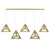 GLOBOSTAR® TRIANGLE 00610 Μοντέρνο Κρεμαστό Φωτιστικό Οροφής με Ντουί 5 x E27 AC 220-240V IP20 - Χρυσό - Μ170 x Π22 x Y130cm