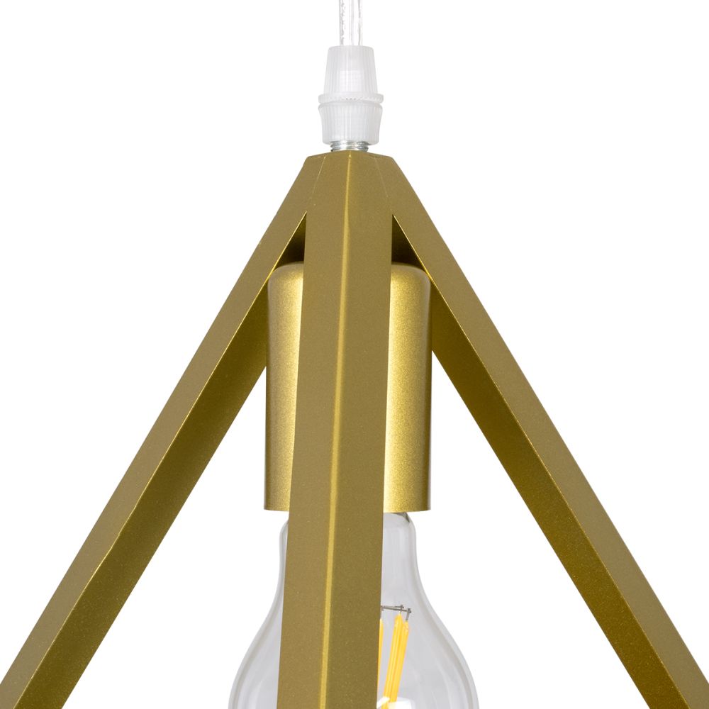 GLOBOSTAR® TRIANGLE 00610 Μοντέρνο Κρεμαστό Φωτιστικό Οροφής με Ντουί 5 x E27 AC 220-240V IP20 - Χρυσό - Μ170 x Π22 x Y130cm