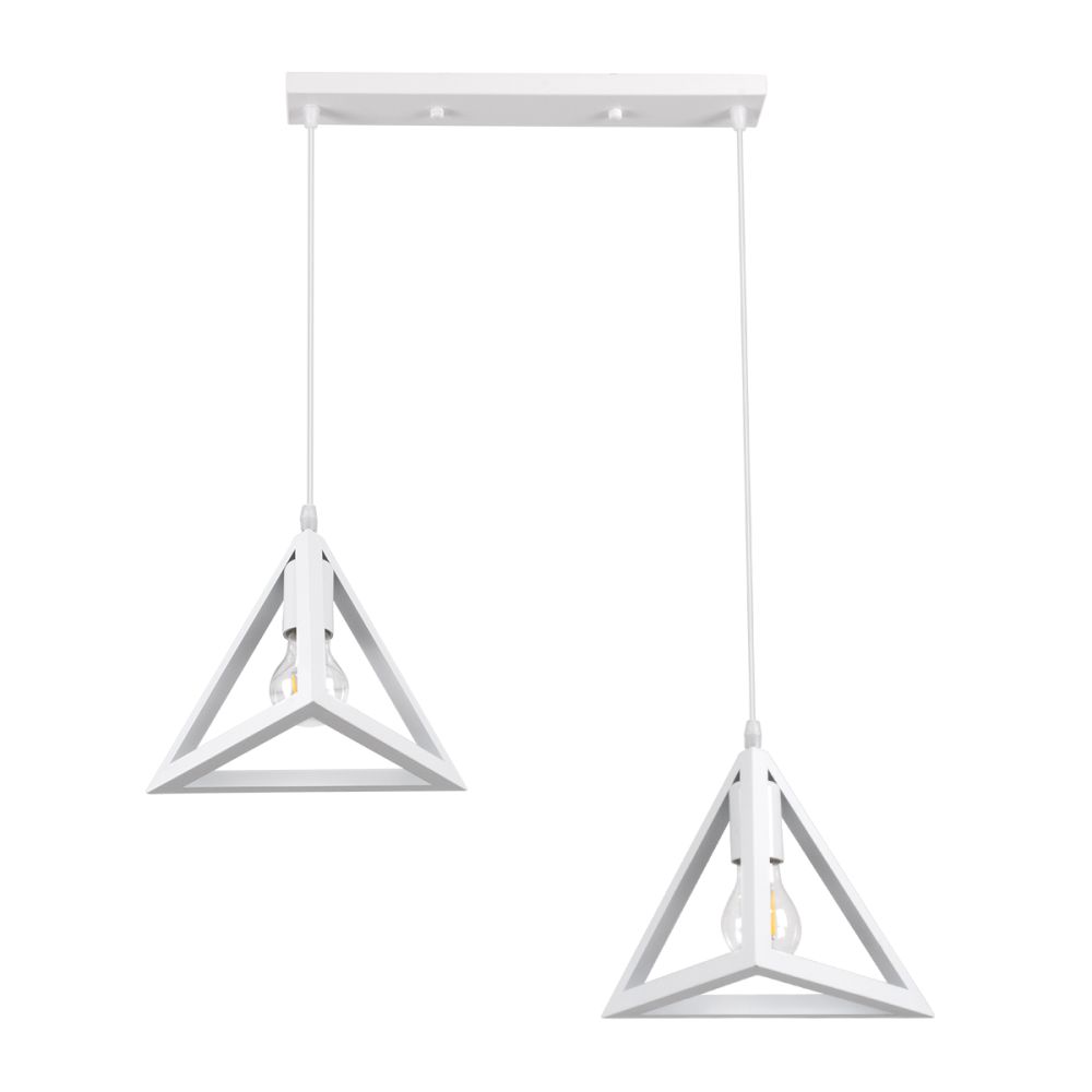 GLOBOSTAR® TRIANGLE 00612 Μοντέρνο Κρεμαστό Φωτιστικό Οροφής με Ντουί 2 x E27 AC 220-240V IP20 - Λευκό - Μ60 x Π22 x Y130cm