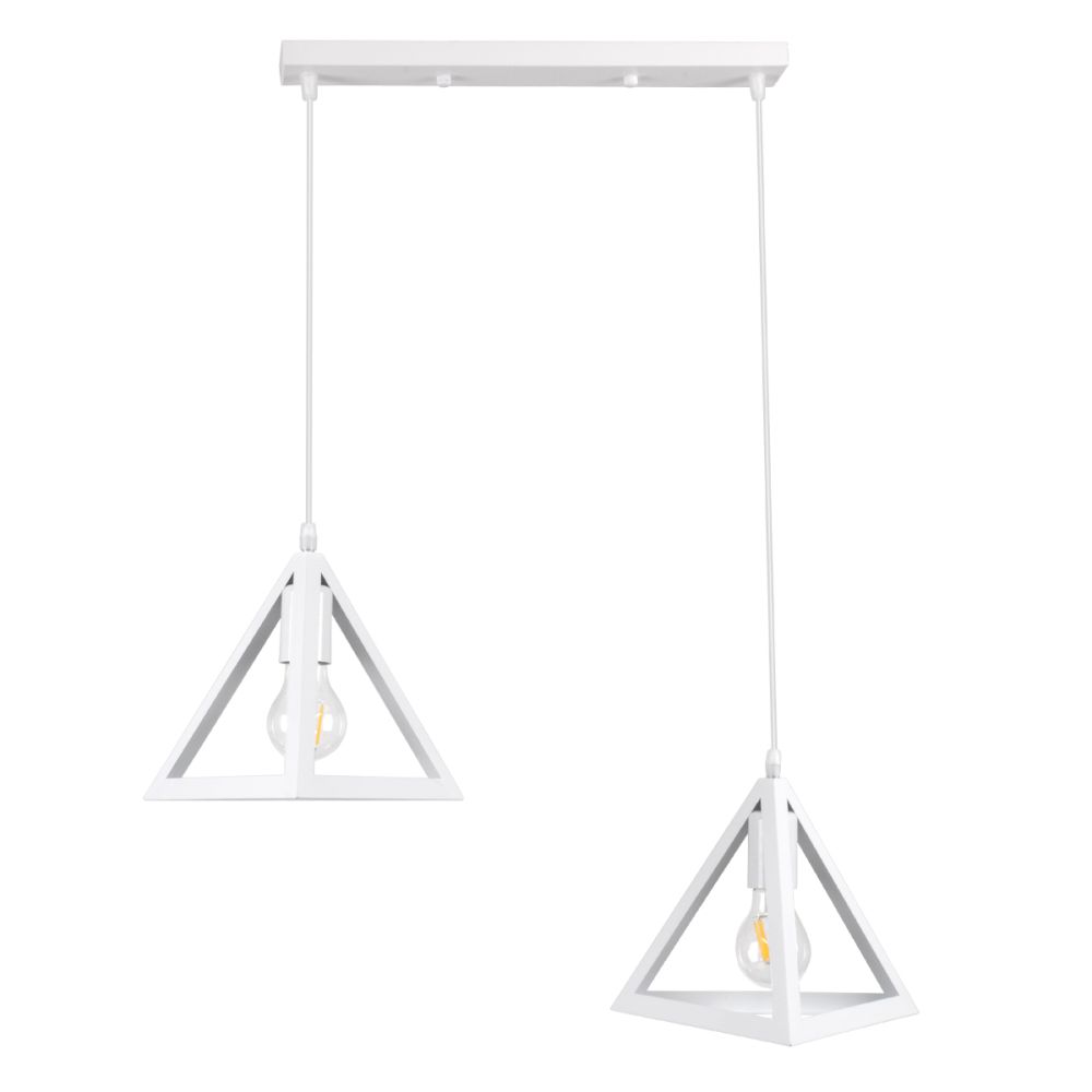 GLOBOSTAR® TRIANGLE 00612 Μοντέρνο Κρεμαστό Φωτιστικό Οροφής με Ντουί 2 x E27 AC 220-240V IP20 - Λευκό - Μ60 x Π22 x Y130cm