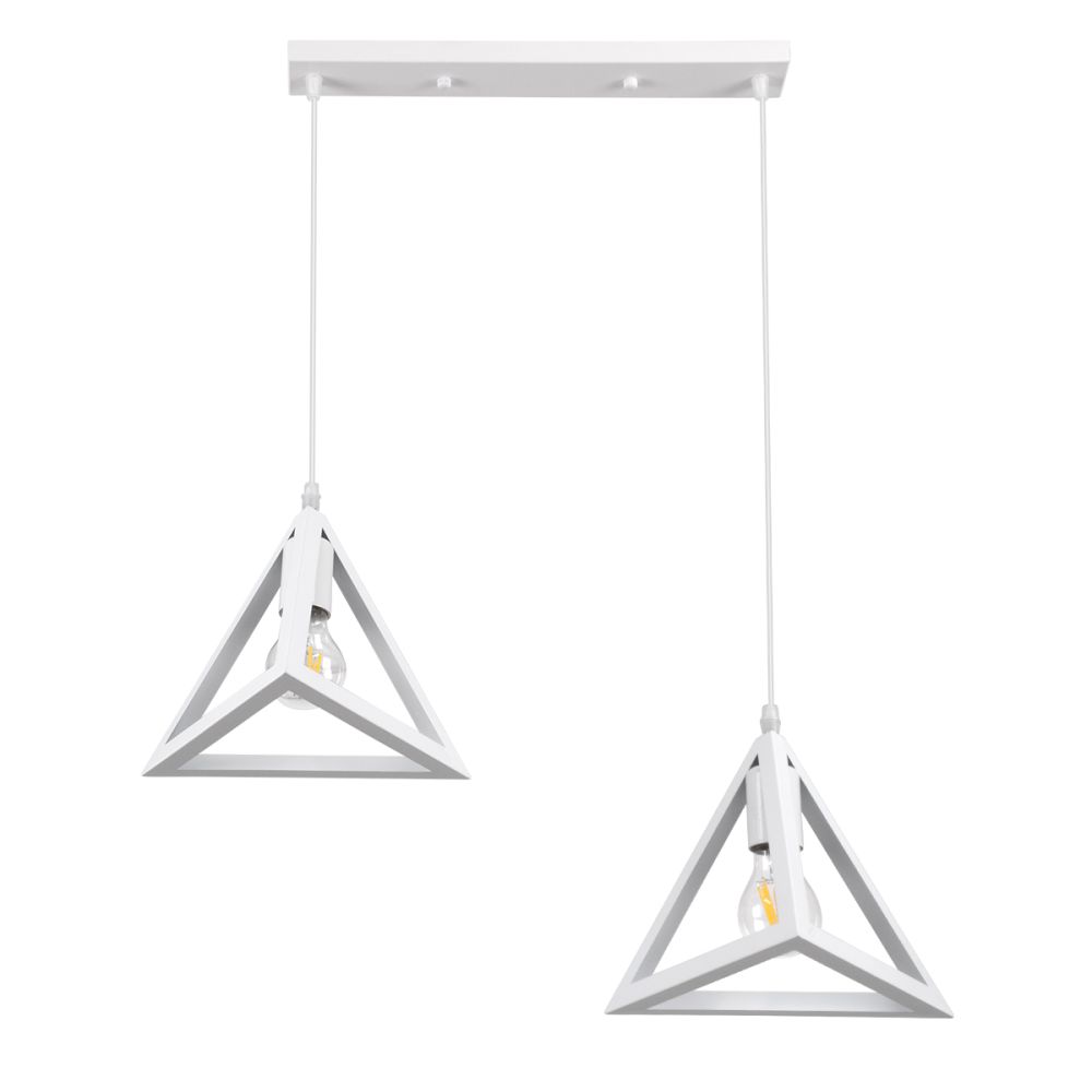 GLOBOSTAR® TRIANGLE 00612 Μοντέρνο Κρεμαστό Φωτιστικό Οροφής με Ντουί 2 x E27 AC 220-240V IP20 - Λευκό - Μ60 x Π22 x Y130cm