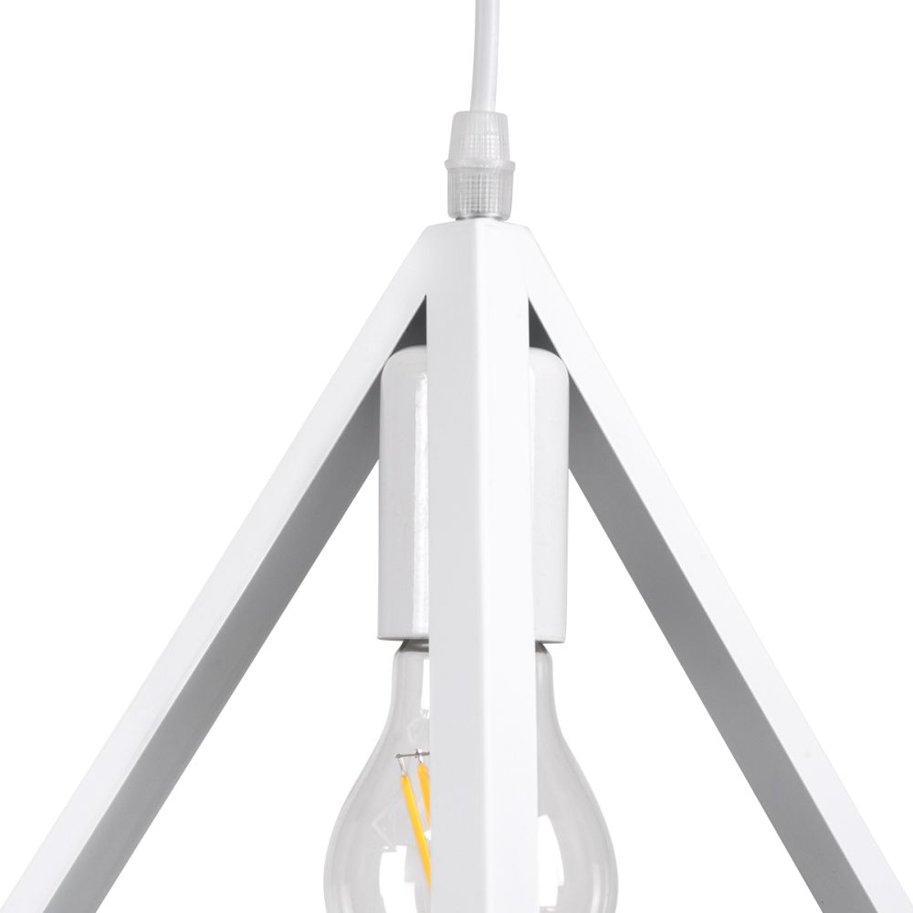 GLOBOSTAR® TRIANGLE 00612 Μοντέρνο Κρεμαστό Φωτιστικό Οροφής με Ντουί 2 x E27 AC 220-240V IP20 - Λευκό - Μ60 x Π22 x Y130cm