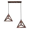 GLOBOSTAR® TRIANGLE 00613 Μοντέρνο Κρεμαστό Φωτιστικό Οροφής με Ντουί 2 x E27 AC 220-240V IP20 - Χάλκινο - Μ60 x Π22 x Y130cm