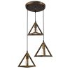 GLOBOSTAR® TRIANGLE 00619 Μοντέρνο Κρεμαστό Φωτιστικό Οροφής με Ντουί 3 x E27 AC 220-240V IP20 - Μπρούτζινο - Μ49 x Π49 x Y130cm