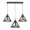 GLOBOSTAR® TRIANGLE 00621 Μοντέρνο Κρεμαστό Φωτιστικό Οροφής με Ντουί 3 x E27 AC 220-240V IP20 - Μαύρο - Μ70 x Π22 x Y130cm