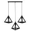 GLOBOSTAR® TRIANGLE 00621 Μοντέρνο Κρεμαστό Φωτιστικό Οροφής με Ντουί 3 x E27 AC 220-240V IP20 - Μαύρο - Μ70 x Π22 x Y130cm