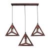 GLOBOSTAR® TRIANGLE 00623 Μοντέρνο Κρεμαστό Φωτιστικό Οροφής με Ντουί 3 x E27 AC 220-240V IP20 - Χάλκινο - Μ70 x Π22 x Y130cm
