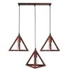 GLOBOSTAR® TRIANGLE 00623 Μοντέρνο Κρεμαστό Φωτιστικό Οροφής με Ντουί 3 x E27 AC 220-240V IP20 - Χάλκινο - Μ70 x Π22 x Y130cm