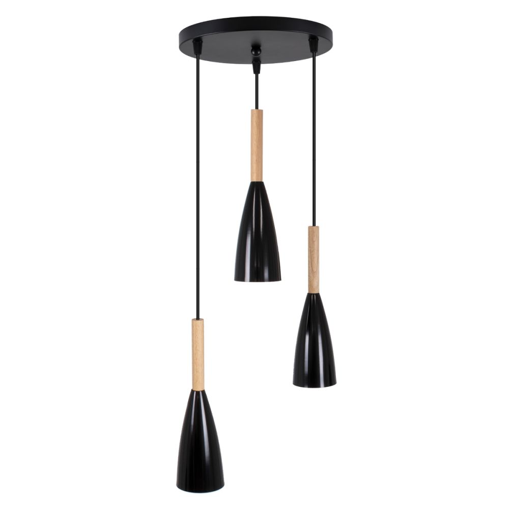 GLOBOSTAR® DILLON 00626 Μοντέρνο Κρεμαστό Φωτιστικό Οροφής με Ντουί 3 x E27 AC 220-240V IP20 - Μαύρο & Μπεζ - Μ26 x Π26 x Υ130cm