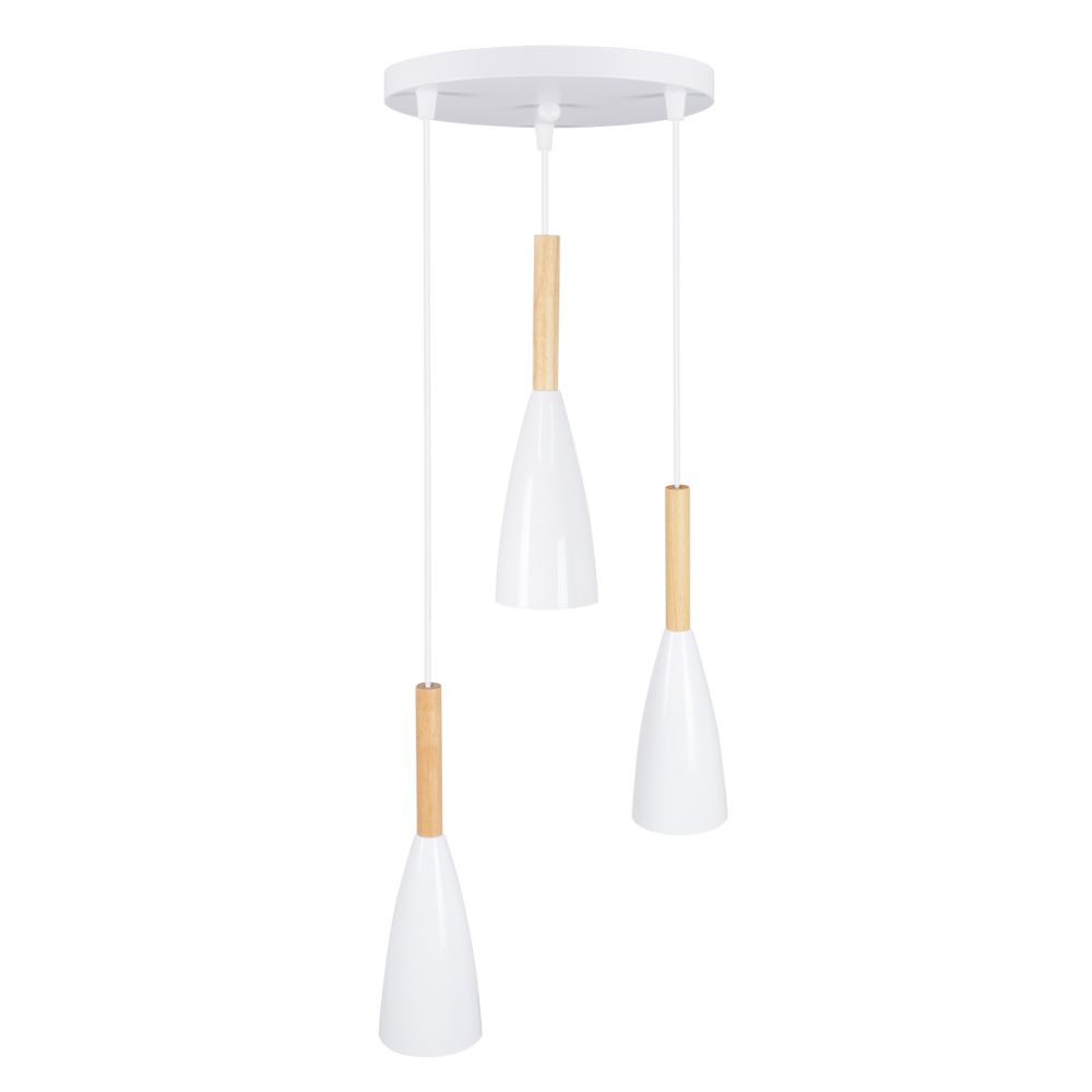 GLOBOSTAR® DILLON 00627 Μοντέρνο Κρεμαστό Φωτιστικό Οροφής με Ντουί 3 x E27 AC 220-240V IP20 - Λευκό & Μπεζ - Μ26 x Π26 x Υ130cm