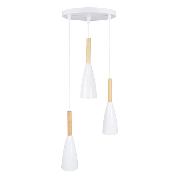 GLOBOSTAR® DILLON 00627 Μοντέρνο Κρεμαστό Φωτιστικό Οροφής με Ντουί 3 x E27 AC 220-240V IP20 - Λευκό & Μπεζ - Μ26 x Π26 x Υ130cm