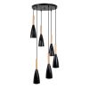 GLOBOSTAR® DILLON 00628 Μοντέρνο Κρεμαστό Φωτιστικό Οροφής με Ντουί 6 x E27 AC 220-240V IP20 - Μαύρο & Μπεζ - Μ52 x Π52 x Y130cm