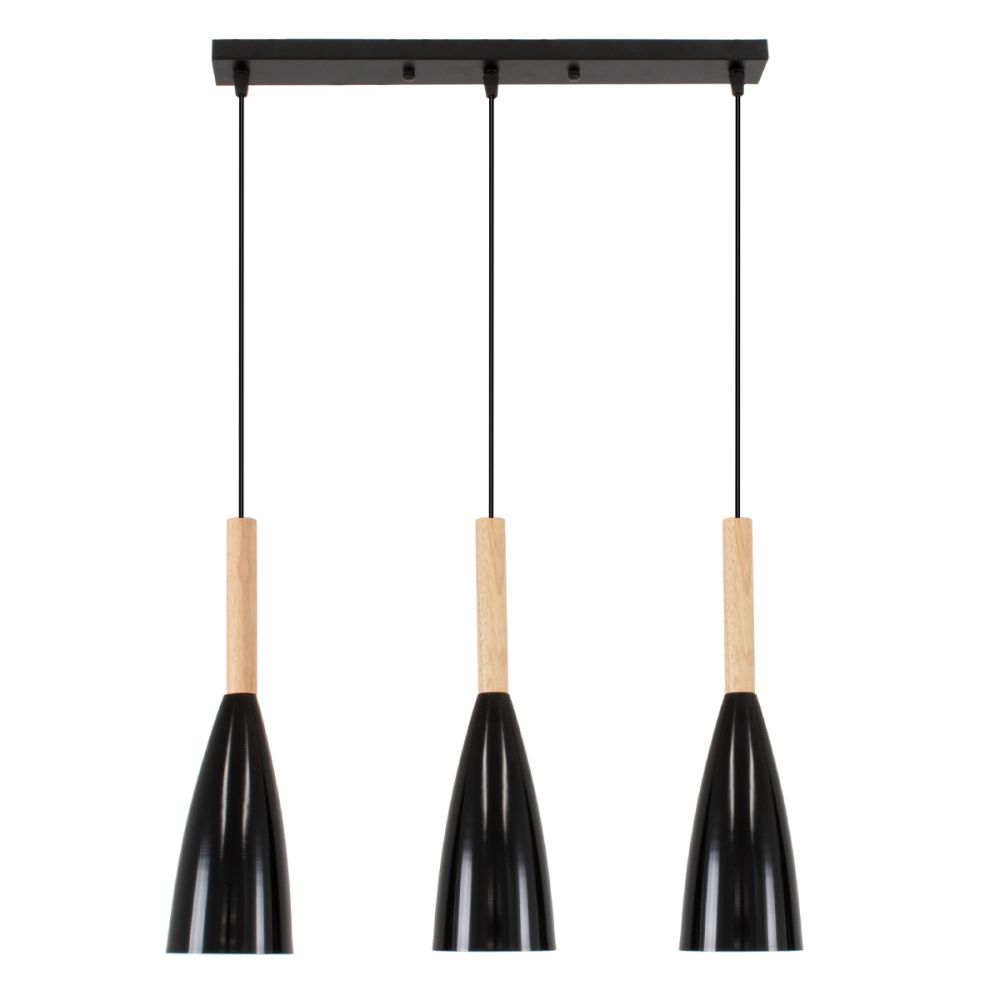 GLOBOSTAR® DILLON 00630 Μοντέρνο Κρεμαστό Φωτιστικό Οροφής με Ντουί 3 x E27 AC 220-240V IP20 - Μαύρο & Μπεζ - Μ54 x Π14 x Υ130cm