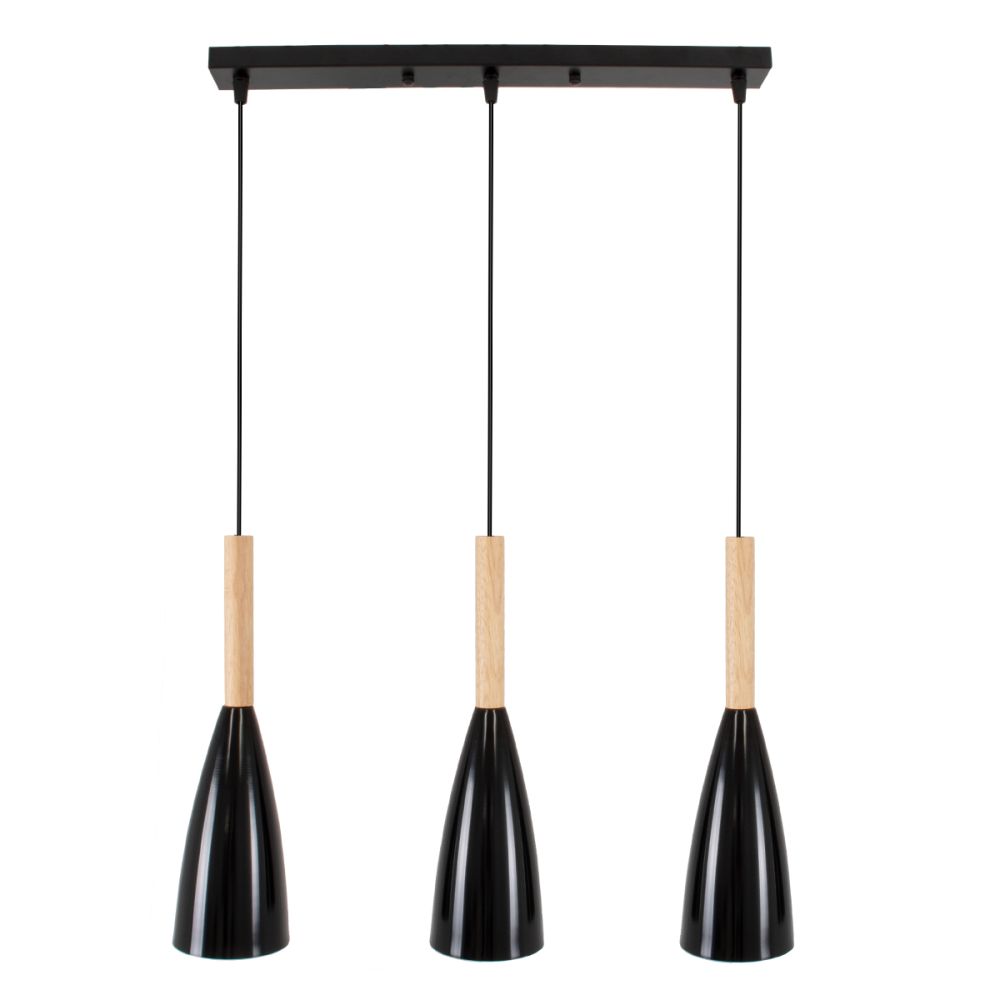GLOBOSTAR® DILLON 00630 Μοντέρνο Κρεμαστό Φωτιστικό Οροφής με Ντουί 3 x E27 AC 220-240V IP20 - Μαύρο & Μπεζ - Μ54 x Π14 x Υ130cm
