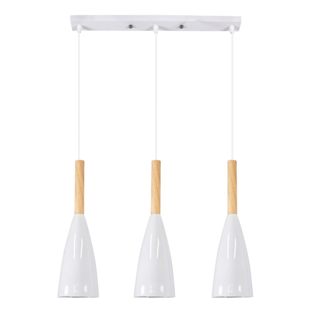 GLOBOSTAR® DILLON 00631 Μοντέρνο Κρεμαστό Φωτιστικό Οροφής με Ντουί 3 x E27 AC 220-240V IP20 - Λευκό & Μπεζ - Μ54 x Π14 x Υ130cm