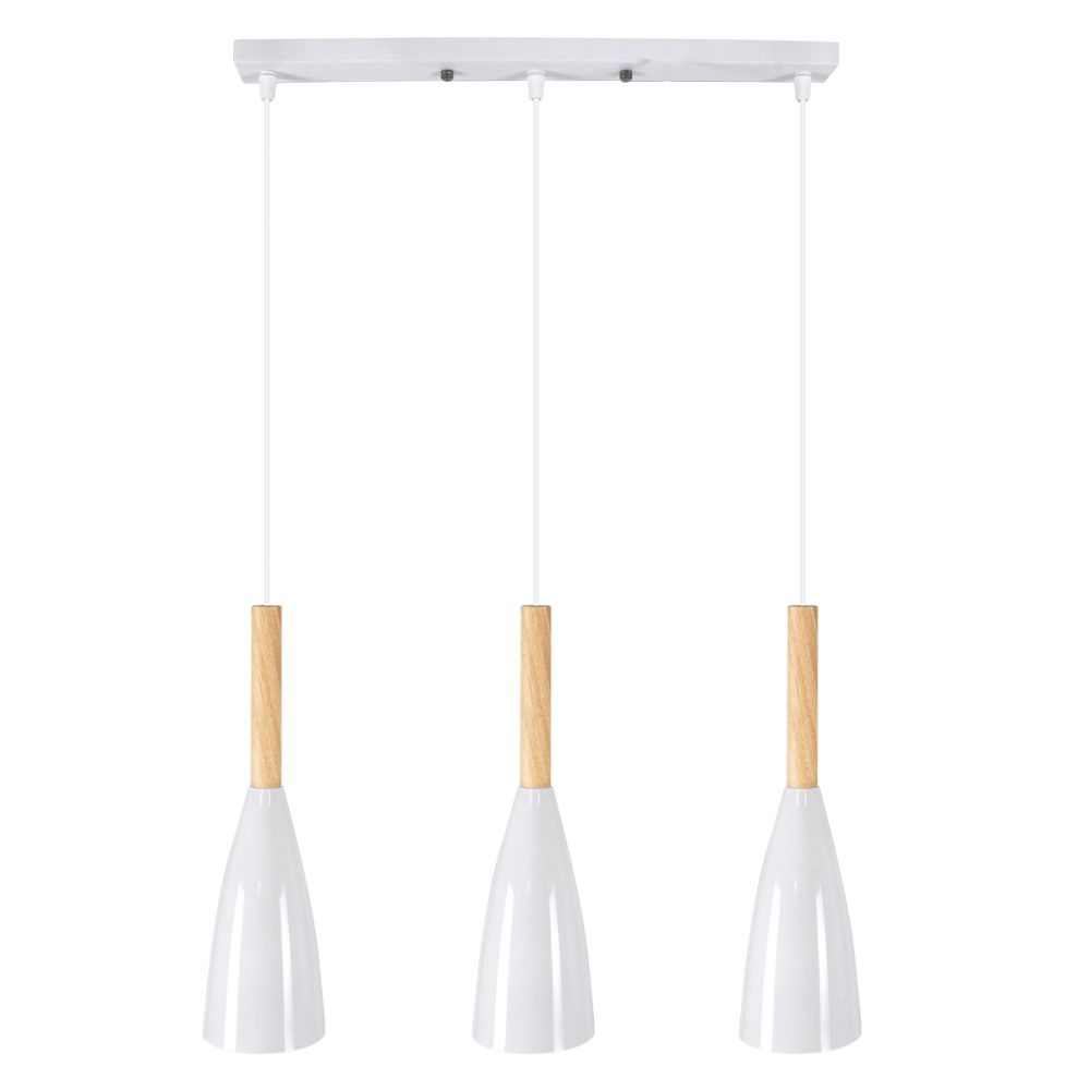 GLOBOSTAR® DILLON 00631 Μοντέρνο Κρεμαστό Φωτιστικό Οροφής με Ντουί 3 x E27 AC 220-240V IP20 - Λευκό & Μπεζ - Μ54 x Π14 x Υ130cm