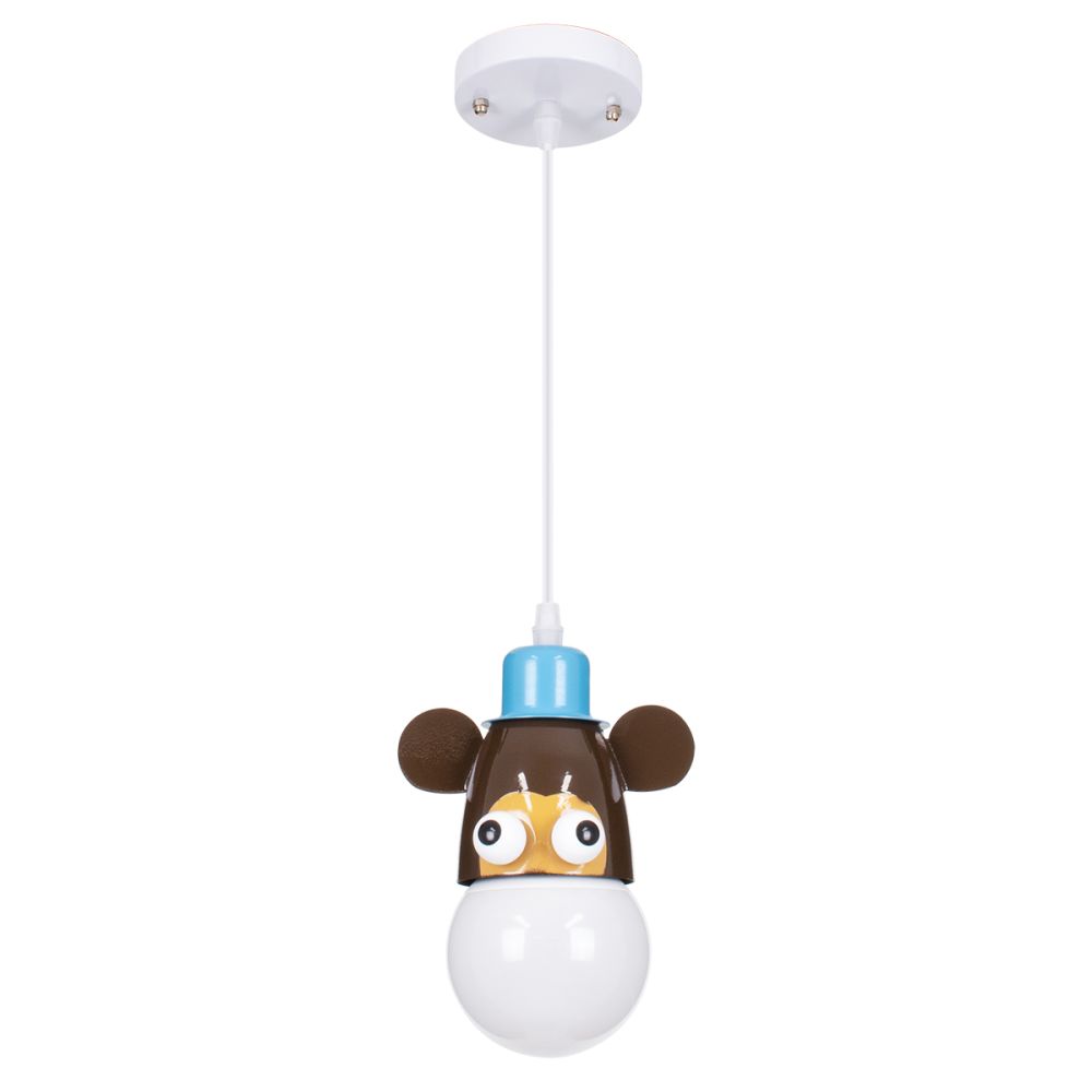 ΠΡΟΣΦΟΡΑ GloboStar® MONKEY 00640 Μοντέρνο Κρεμαστό Παιδικό Φωτιστικό Οροφής Μονόφωτο 1 x E27 Γαλάζιο Καφέ Μεταλλικό Μ14.5 x Π10.5 x Υ13.5cm