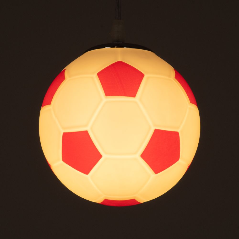 GLOBOSTAR® FOOTBALL 00642 Παιδικό Κρεμαστό Φωτιστικό Οροφής με Ντουί 1 x E27 AC 220-240V IP20 - Λευκό & Κόκκινο - Μ15 x Π15 x Y18cm