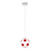GLOBOSTAR® FOOTBALL 00642 Παιδικό Κρεμαστό Φωτιστικό Οροφής με Ντουί 1 x E27 AC 220-240V IP20 - Λευκό & Κόκκινο - Μ15 x Π15 x Y18cm