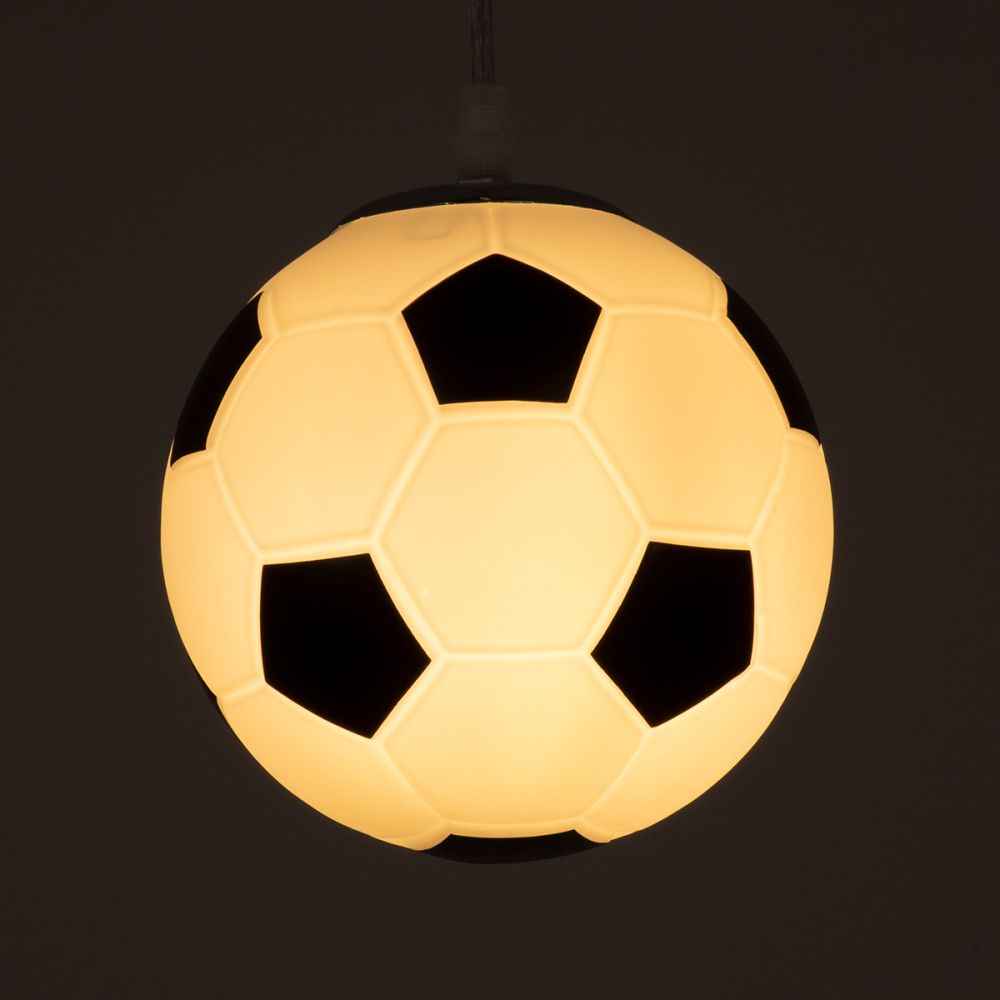 GLOBOSTAR® FOOTBALL 00643 Παιδικό Κρεμαστό Φωτιστικό Οροφής με Ντουί 1 x E27 AC 220-240V IP20 - Λευκό & Μαύρο - Μ15 x Π15 x Y18cm