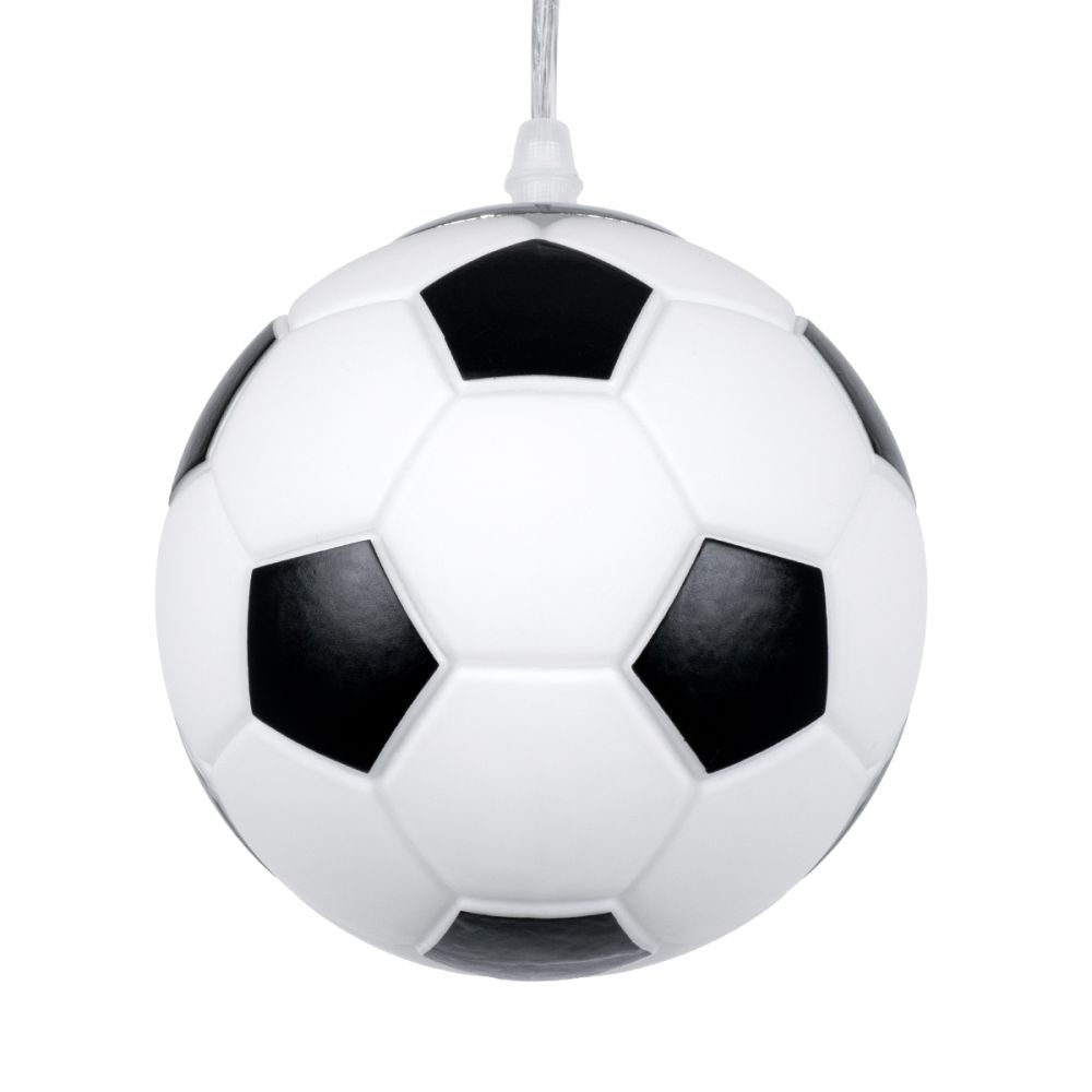 GLOBOSTAR® FOOTBALL 00643 Παιδικό Κρεμαστό Φωτιστικό Οροφής με Ντουί 1 x E27 AC 220-240V IP20 - Λευκό & Μαύρο - Μ15 x Π15 x Y18cm